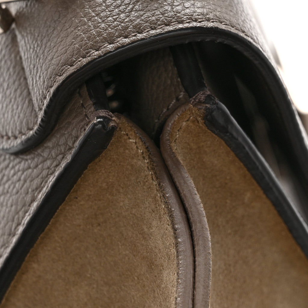 Drummed Calfskin Suede Medium Trapeze Souris