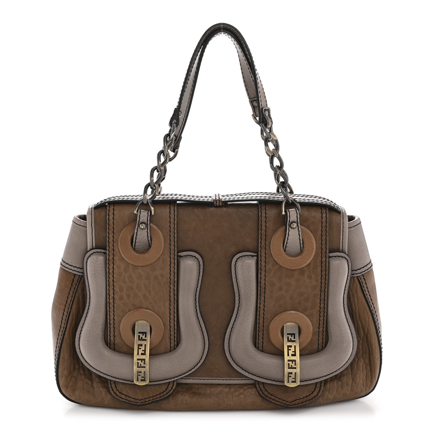 Calfskin B Bag Brown Grey