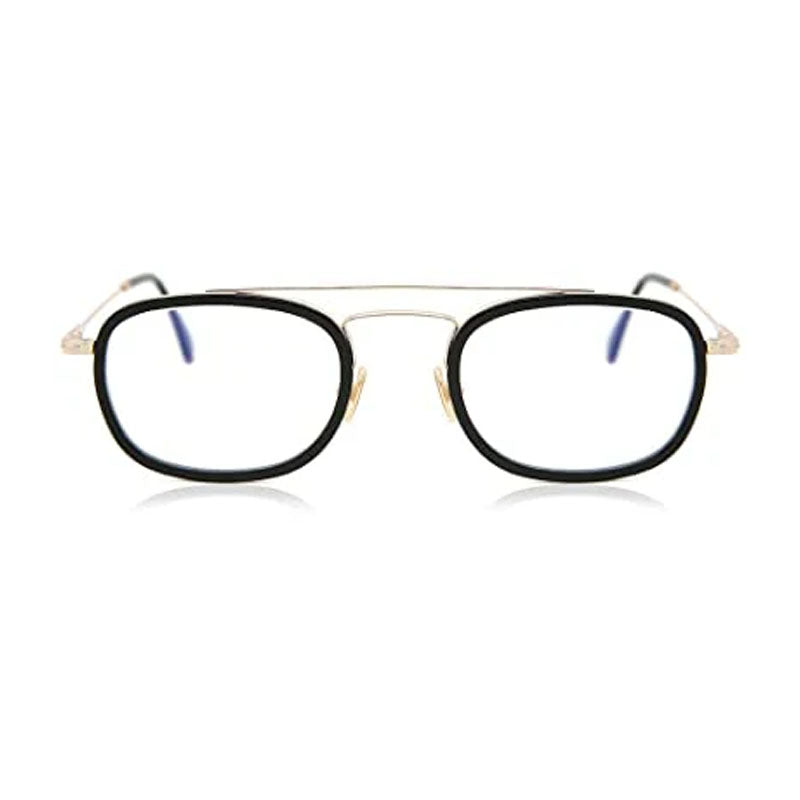 Tom Ford Eyeglasses Square Full Rim, Black/Gold Frame and Clear Demo Lens Lens FT5677-F-B001