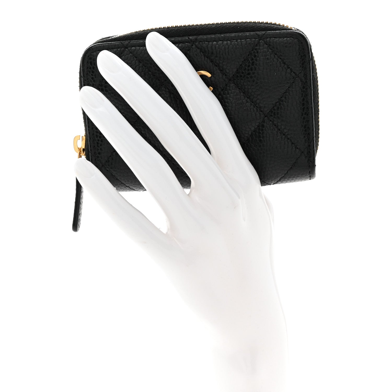 Caviar Quilted Zip Coin Purse Black