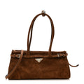 Suede Triangle Medium Bonnie Shoulder Bag Cacao