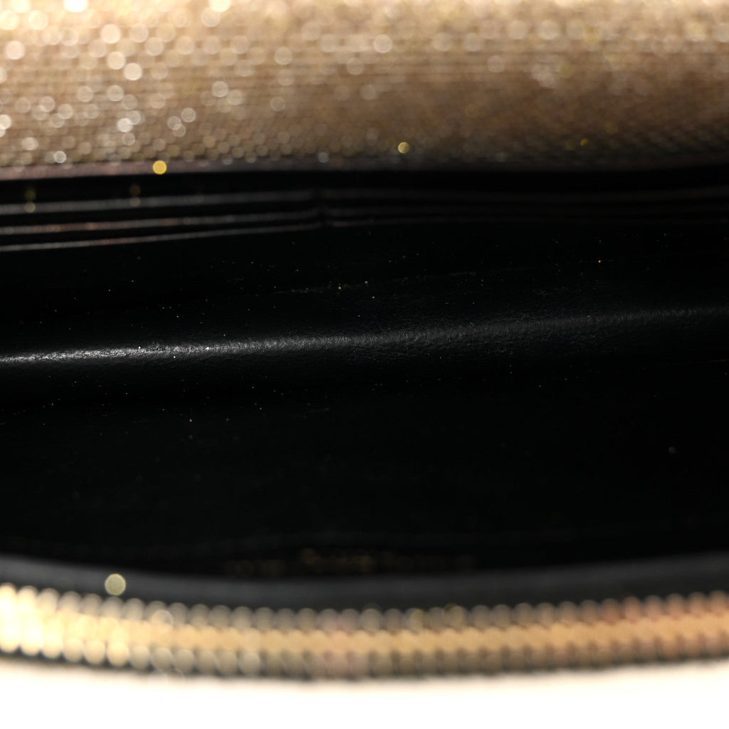 Metallic Canvas Woven Small Classic Monogram Kate Tassel Chain Wallet Gold