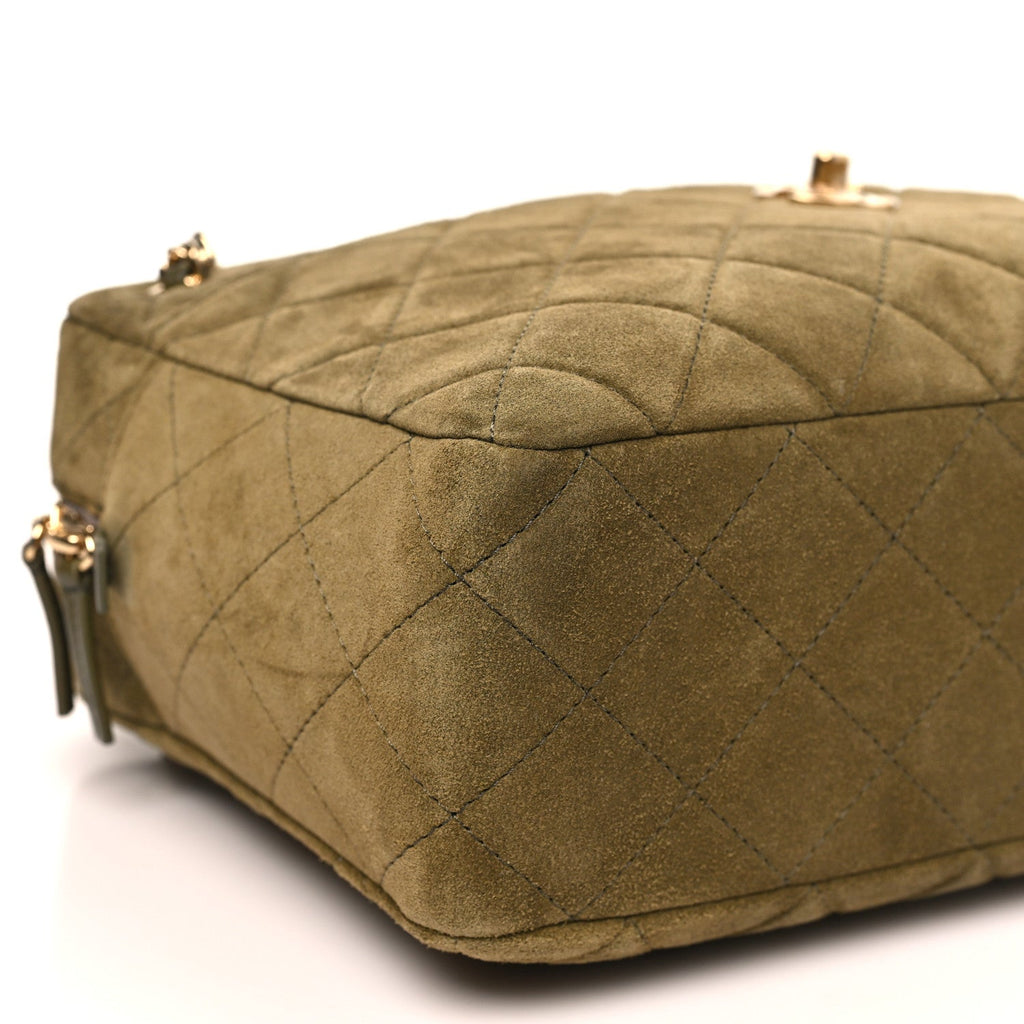 Suede Calfskin Quilted Camerissimo Camera Case Dark Khaki