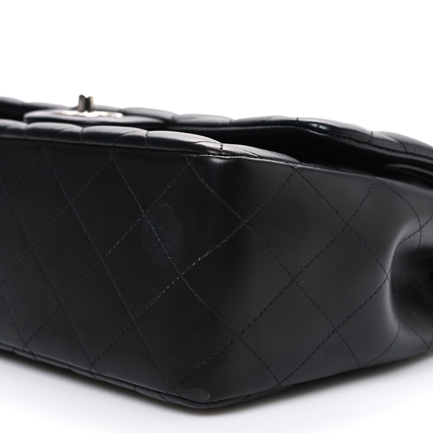 Lambskin Quilted Jumbo Double Flap Black