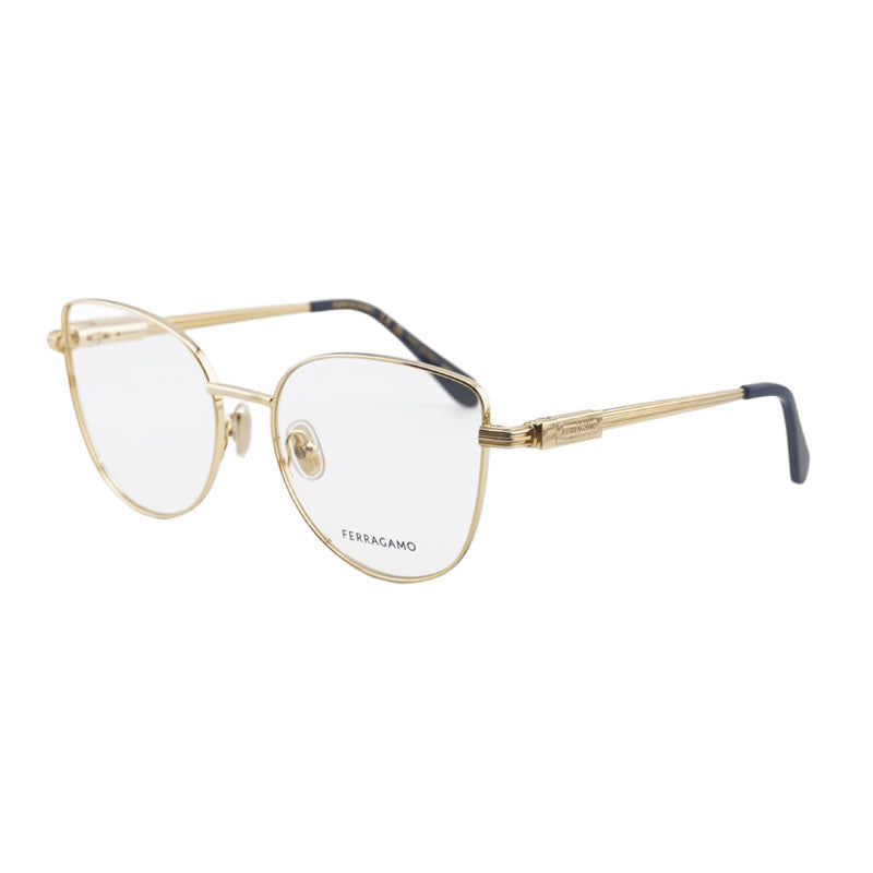 Salvatore Ferragamo Eyeglasses Butterfly Full Rim, Gold Frame and Clear Demo Lens Lens SF2240751