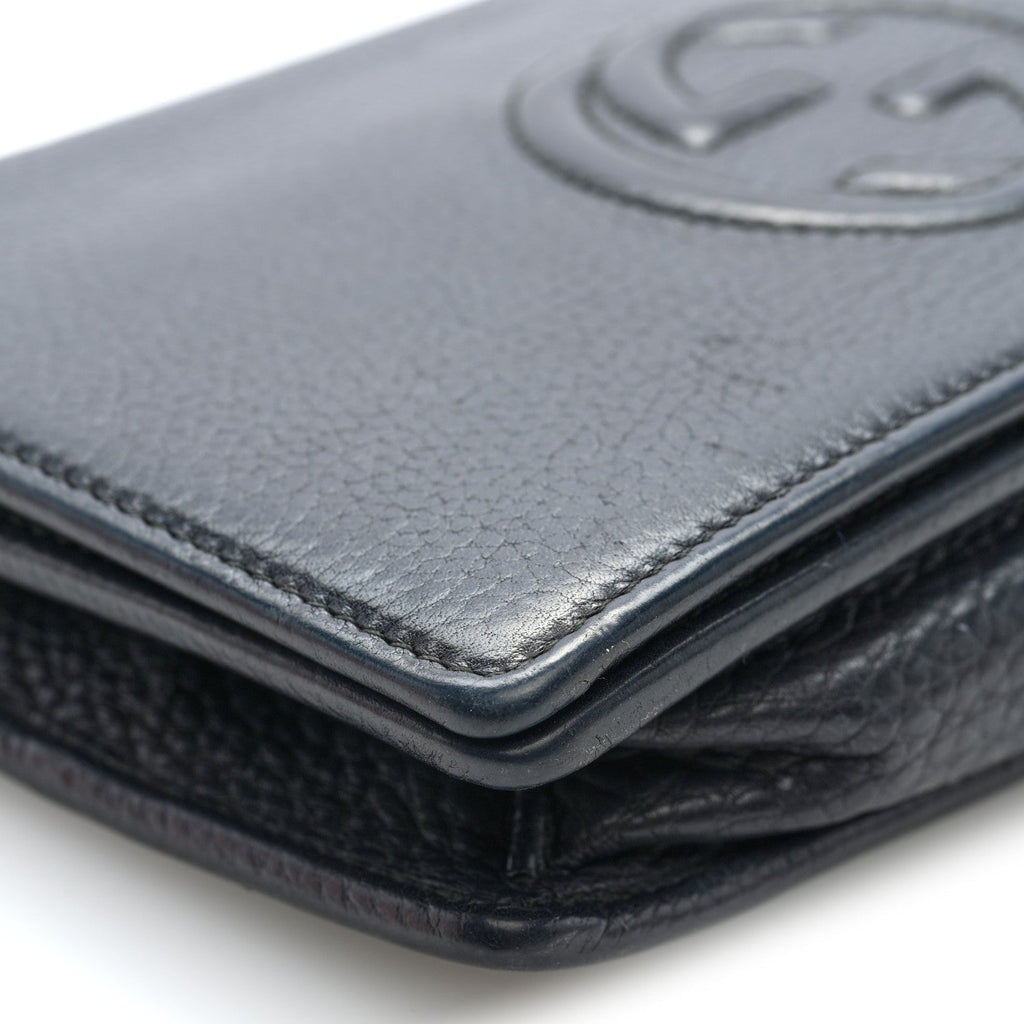 Pebbled Calfskin Soho Wallet On Chain Black