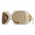 Gucci Sunglasses Square Full Rim, Ivory Frame and Light Brown Lens GG1255S002