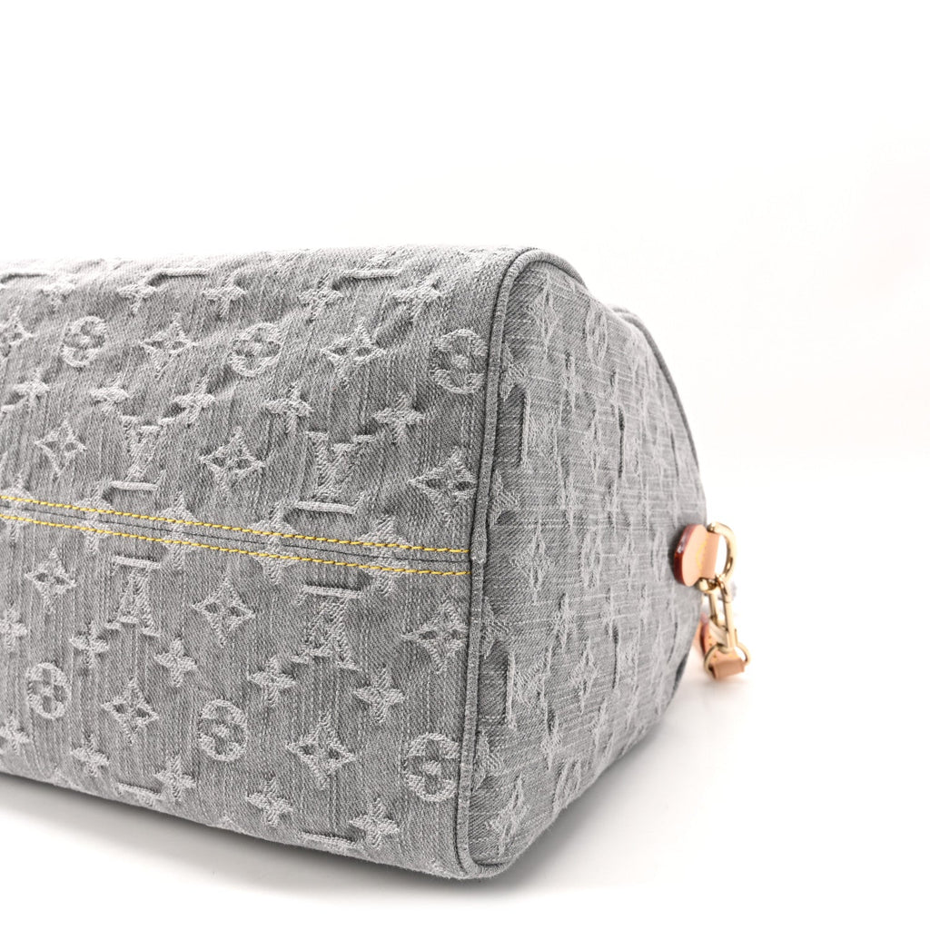 Monogram Denim Speedy Soft 30 Washed Gray