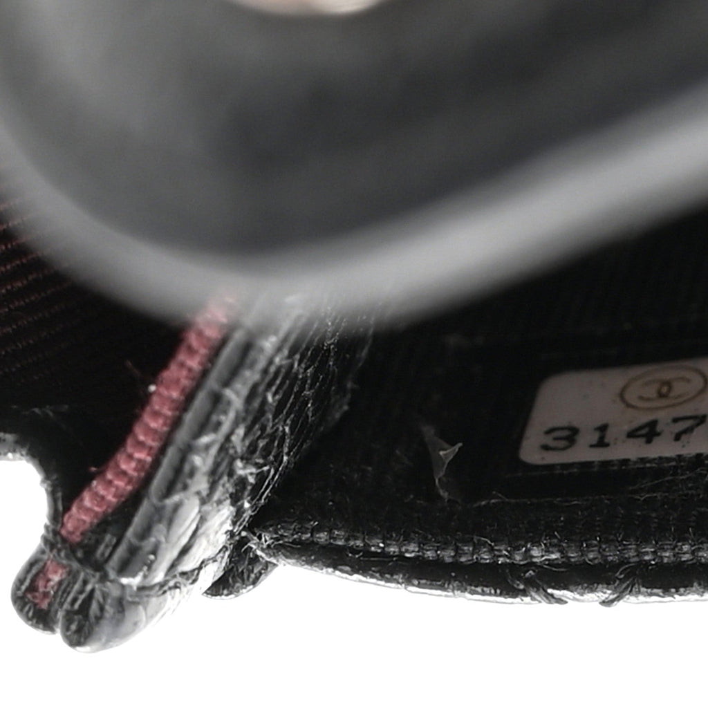 Caviar Quilted Flap Card Holder Wallet Black