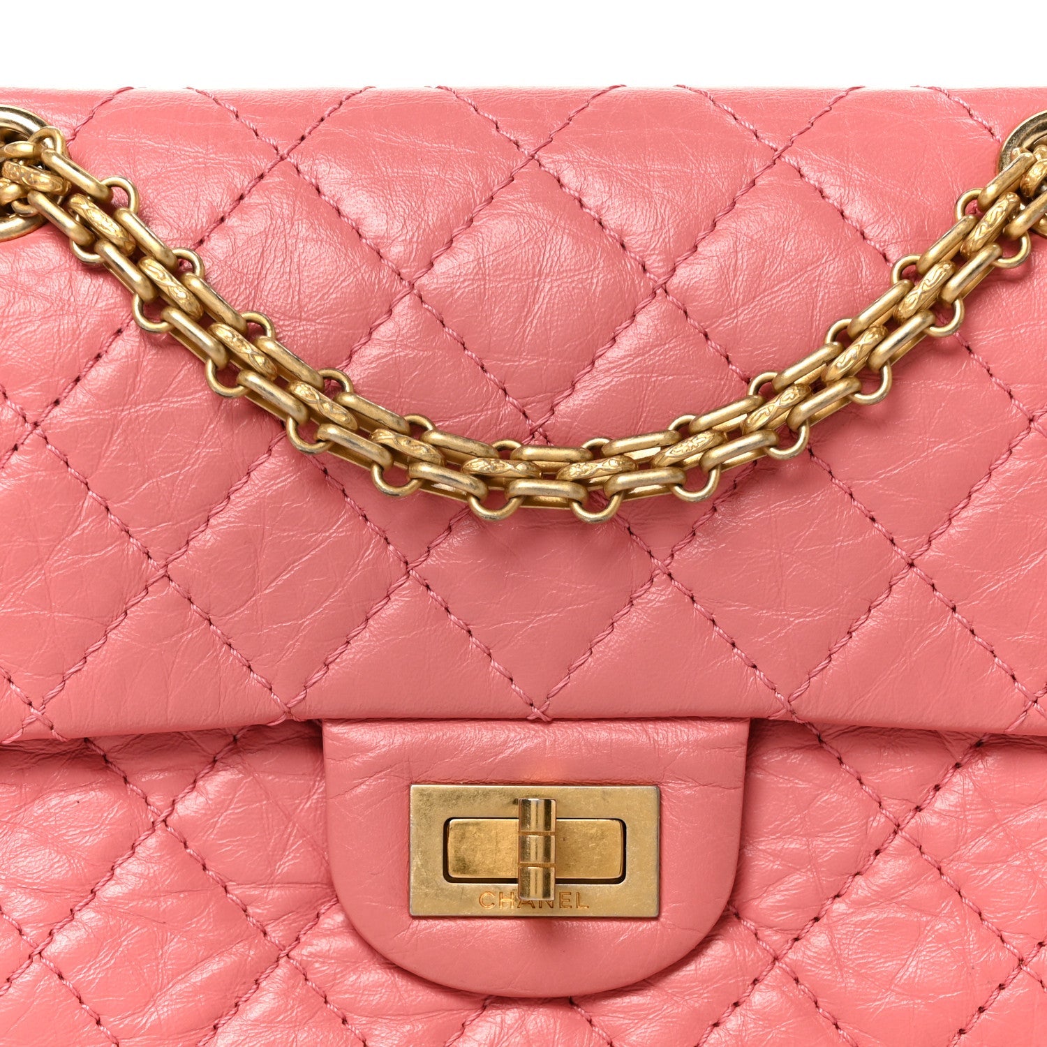 Aged Calfskin Quilted 2.55 Reissue Mini Flap Pink