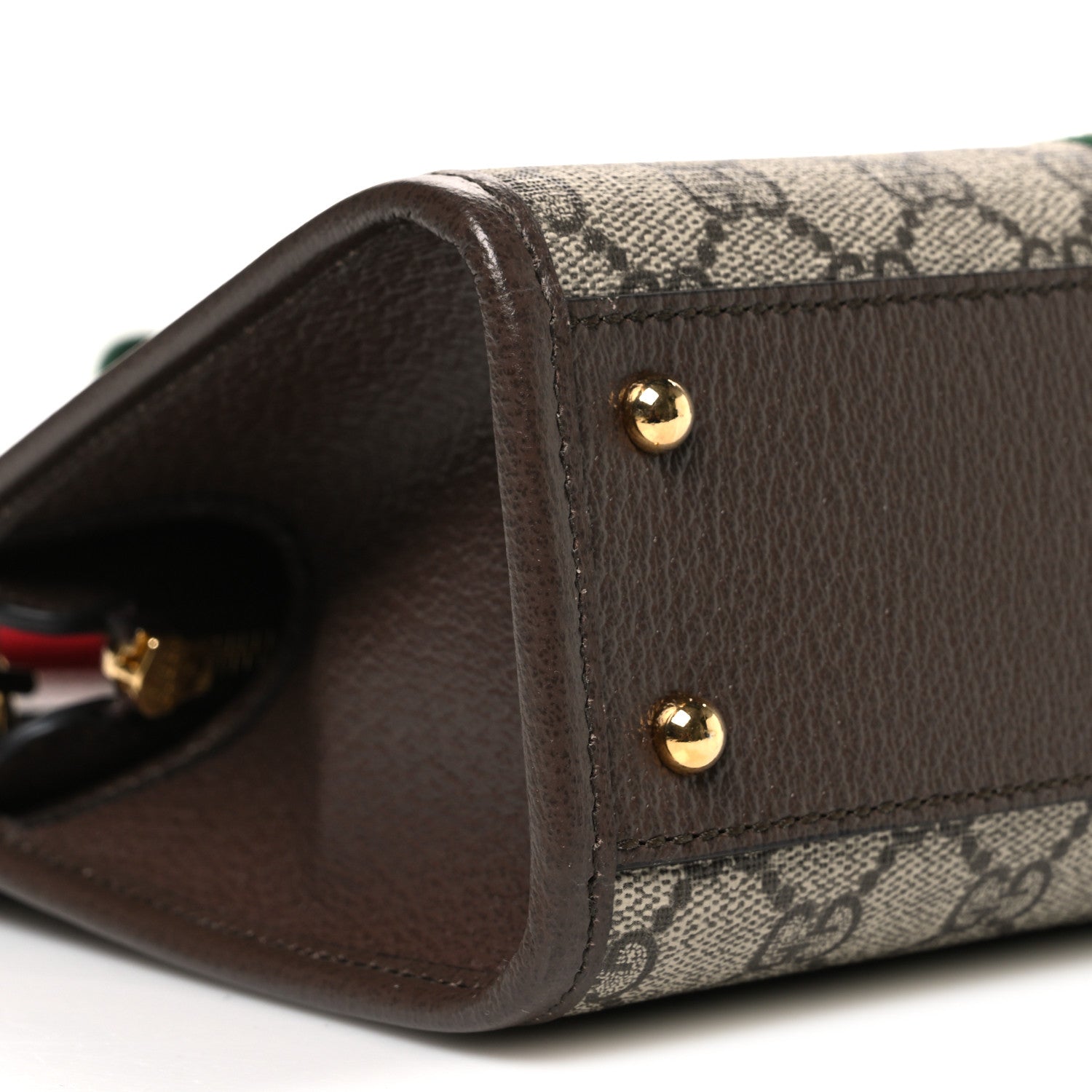 GG Supreme Monogram Textured Dollar Calfskin Web Small Ophidia Slip Handle Tote Beige Ebony New Acero