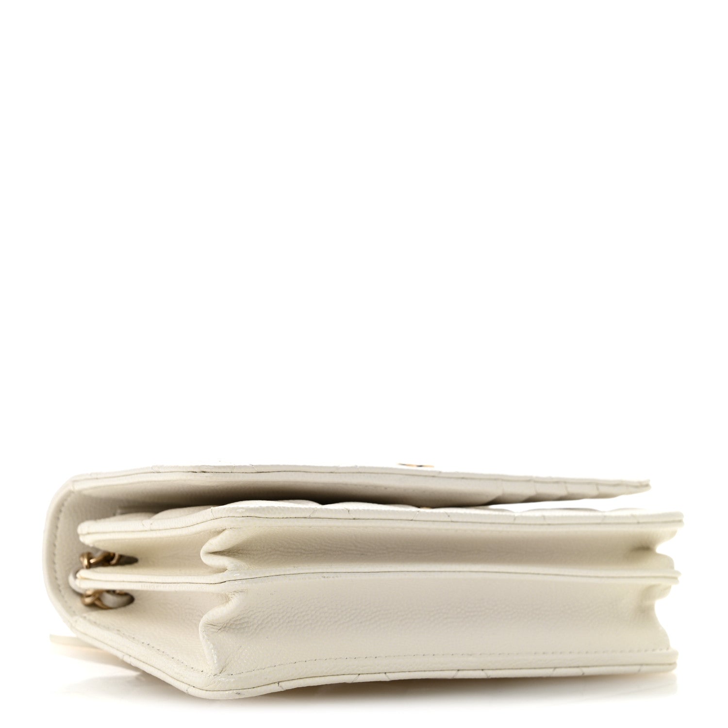 Caviar Quilted Mini Wallet On Chain WOC White
