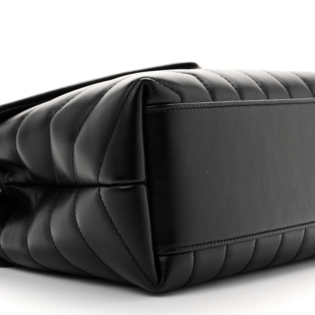 Calfskin Y Quilted Monogram Small Loulou Chain Satchel Black