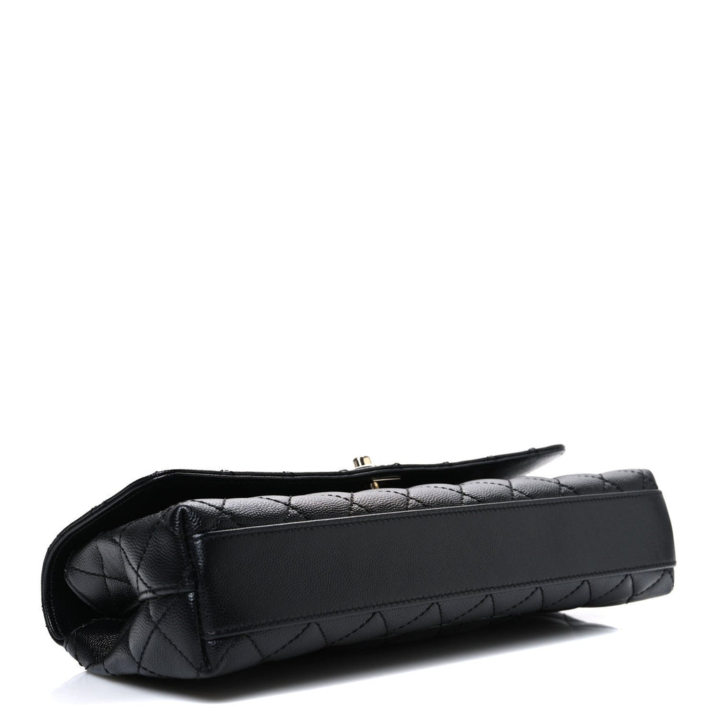 Caviar Quilted Maxi East West Coco Handle Flap Black Black