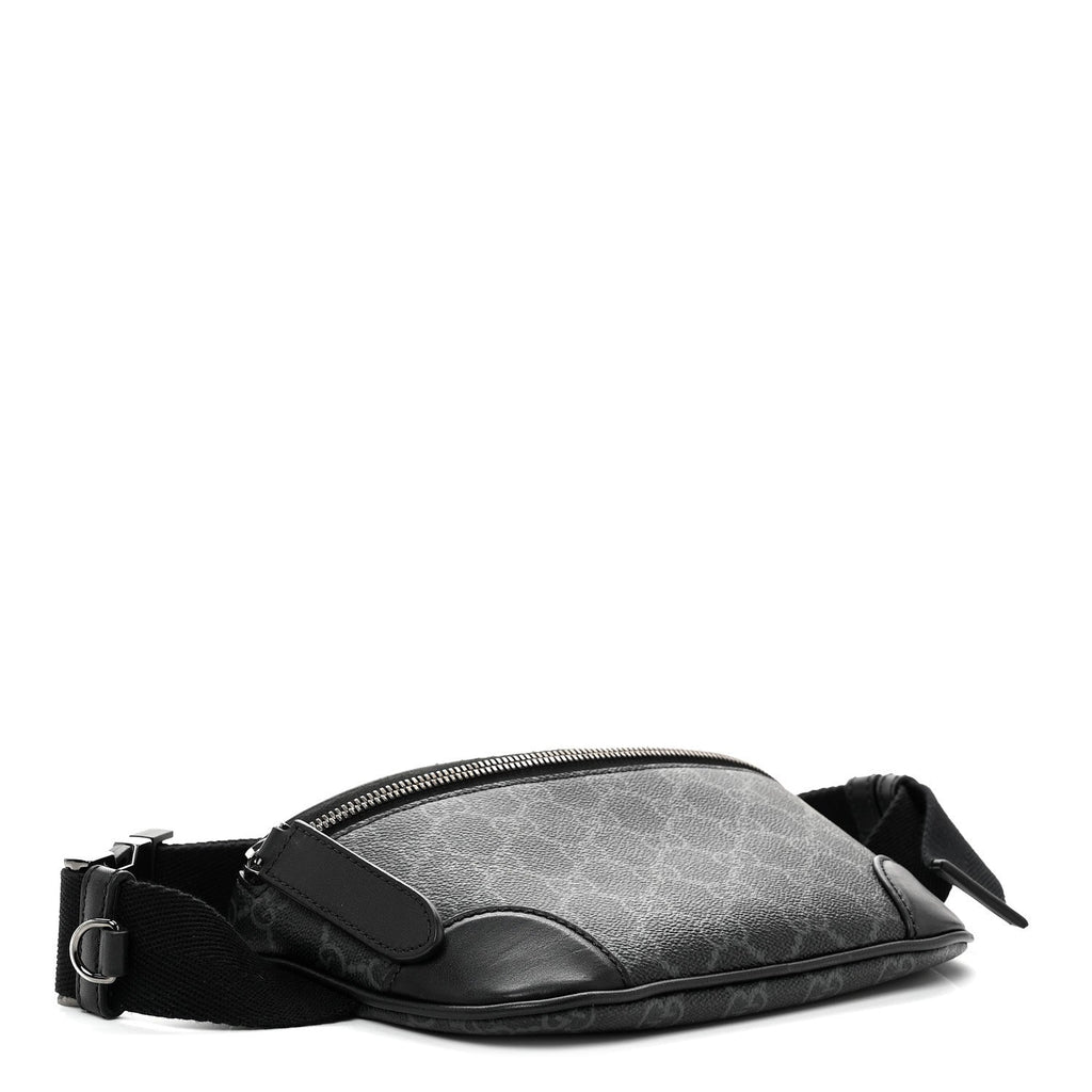 GG Supreme Monogram Emblem Calfskin Small Belt Bag Black Grey