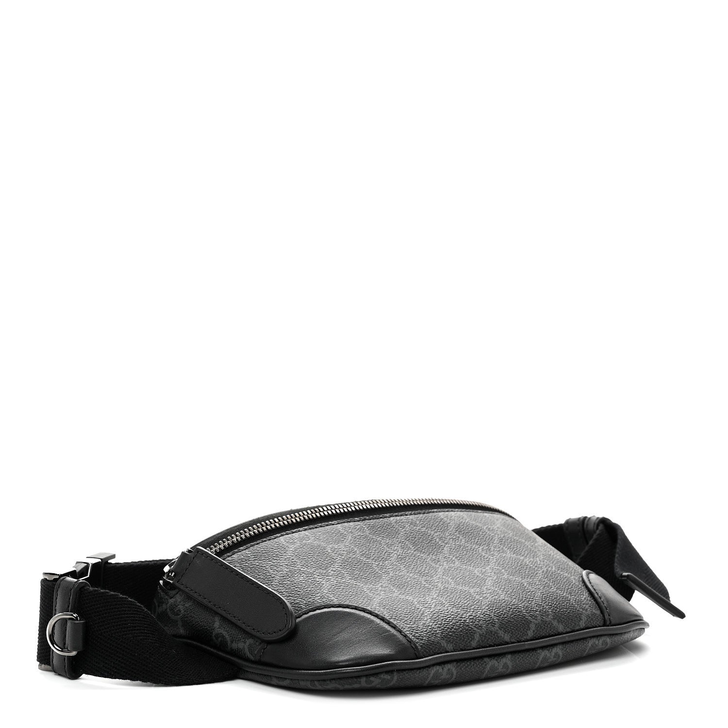GG Supreme Monogram Emblem Calfskin Small Belt Bag Black Grey
