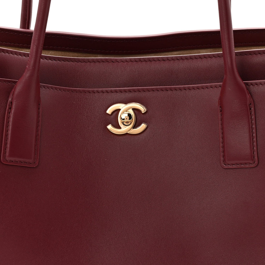 Calfskin Archetype Small Shopping Tote Dark Burgundy