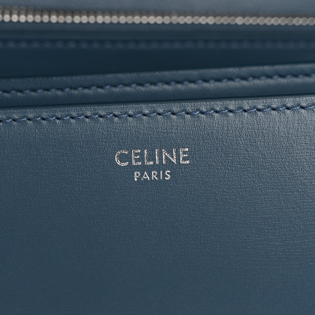 Box Calfskin Medium Classic Box Flap Bag Slate Blue