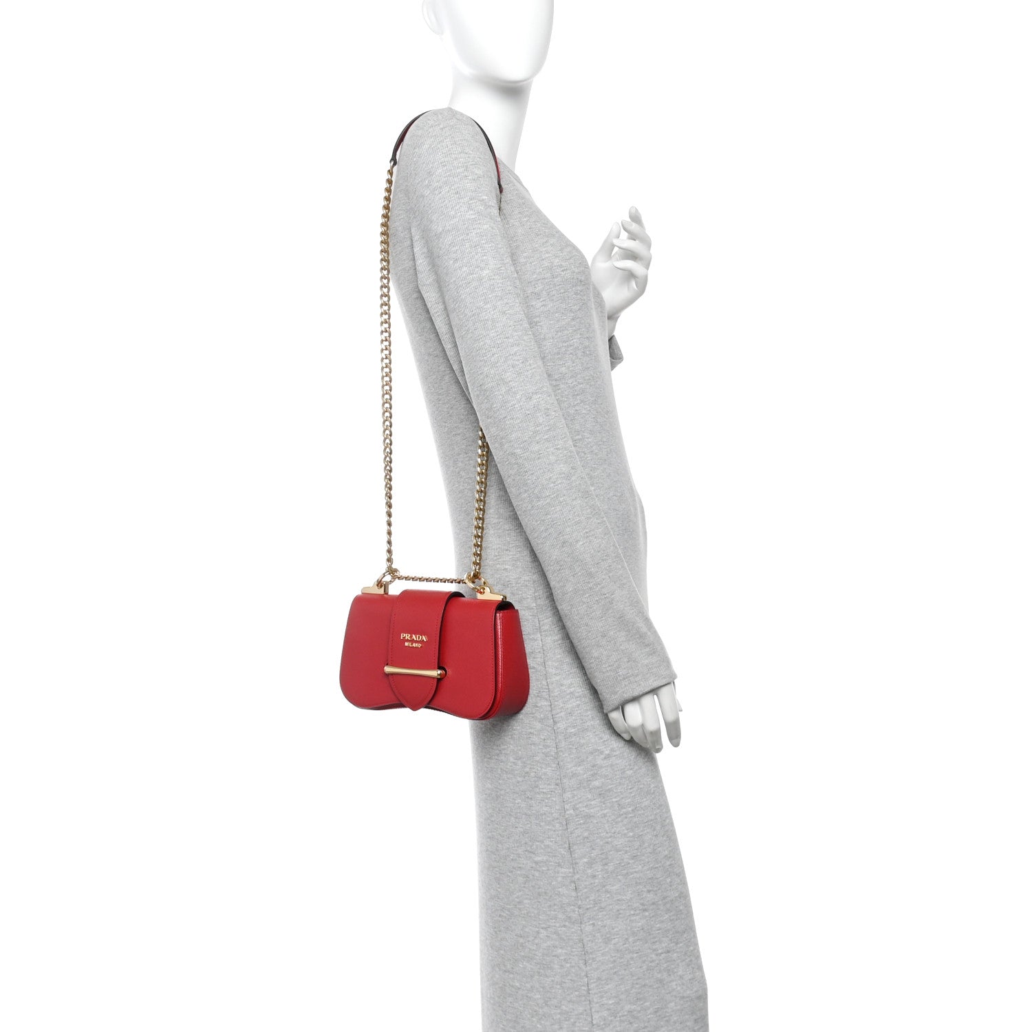 Saffiano Lux Sidonie Small Chain Crossbody Bag Fuoco