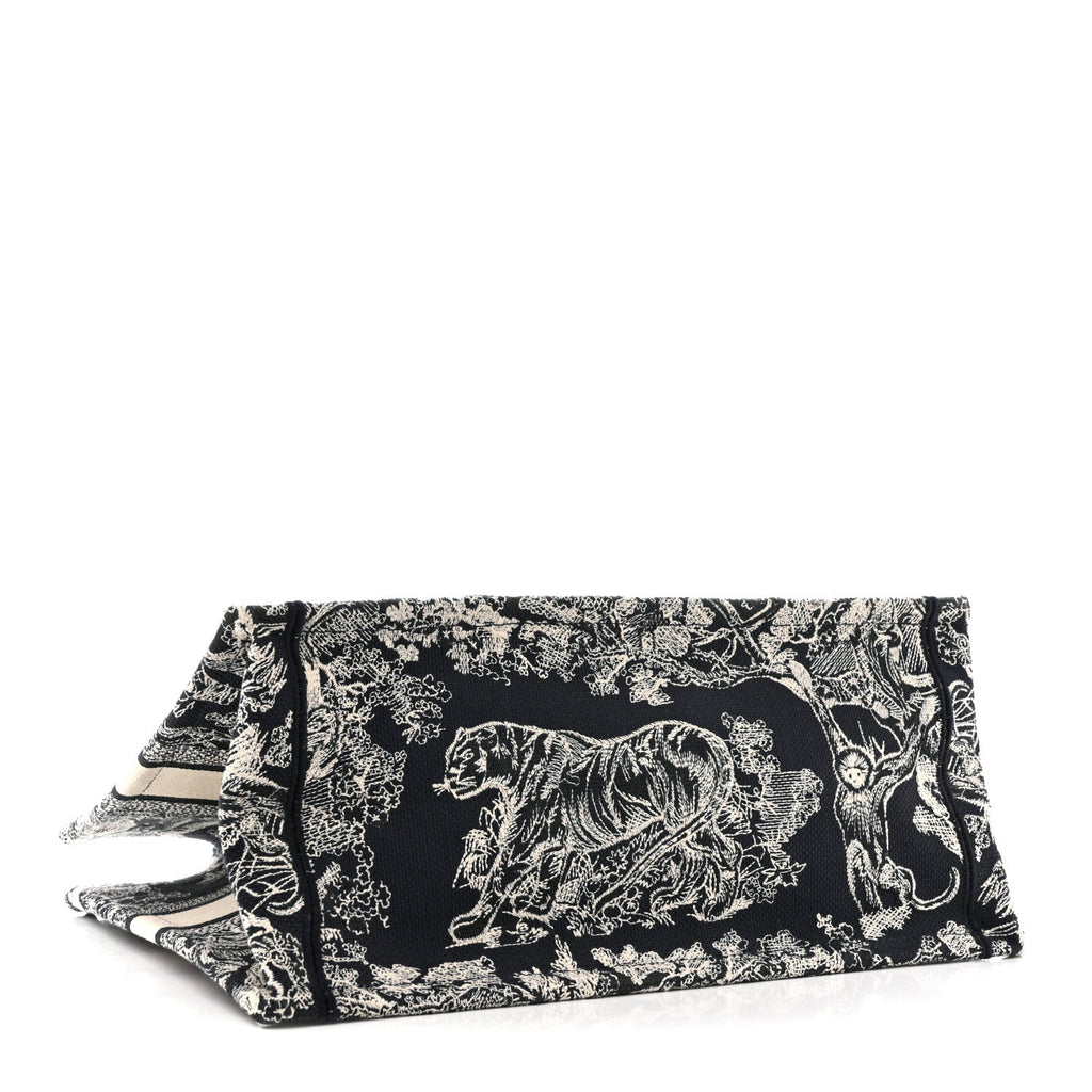 Canvas Embroidered Medium Toile De Jouy Reverse Book Tote Blue