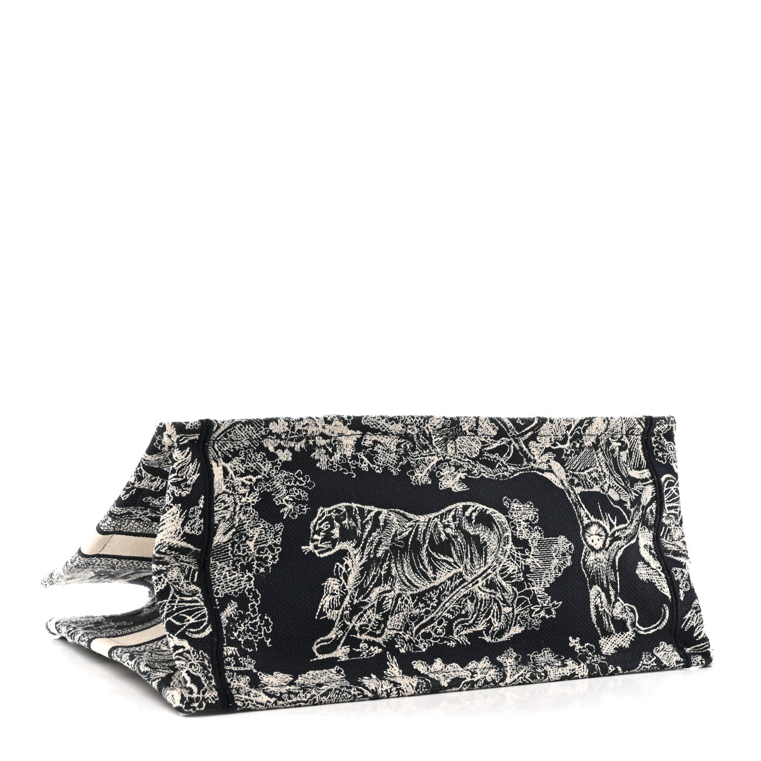 Canvas Embroidered Medium Toile De Jouy Reverse Book Tote Blue