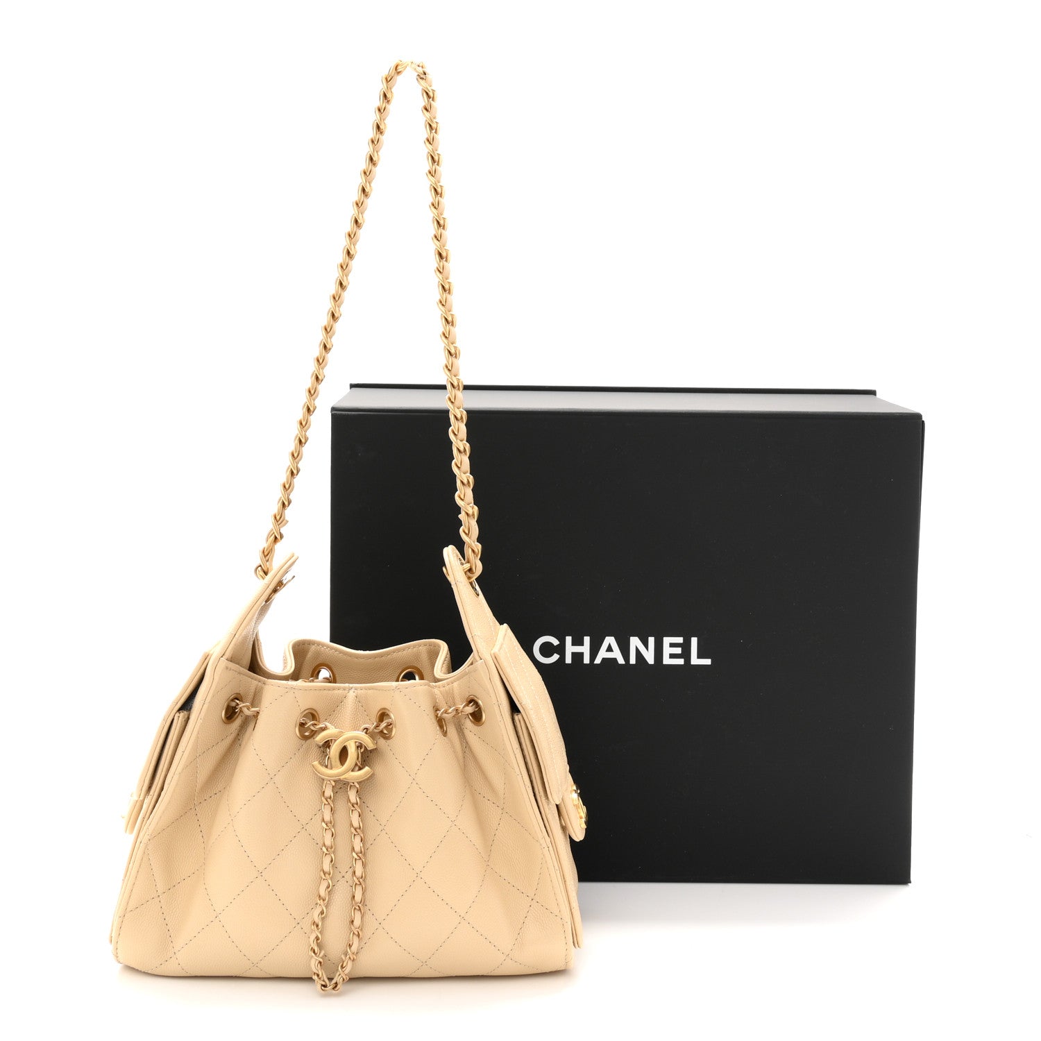 Caviar Quilted Mini Chanel 25 Handbag Beige