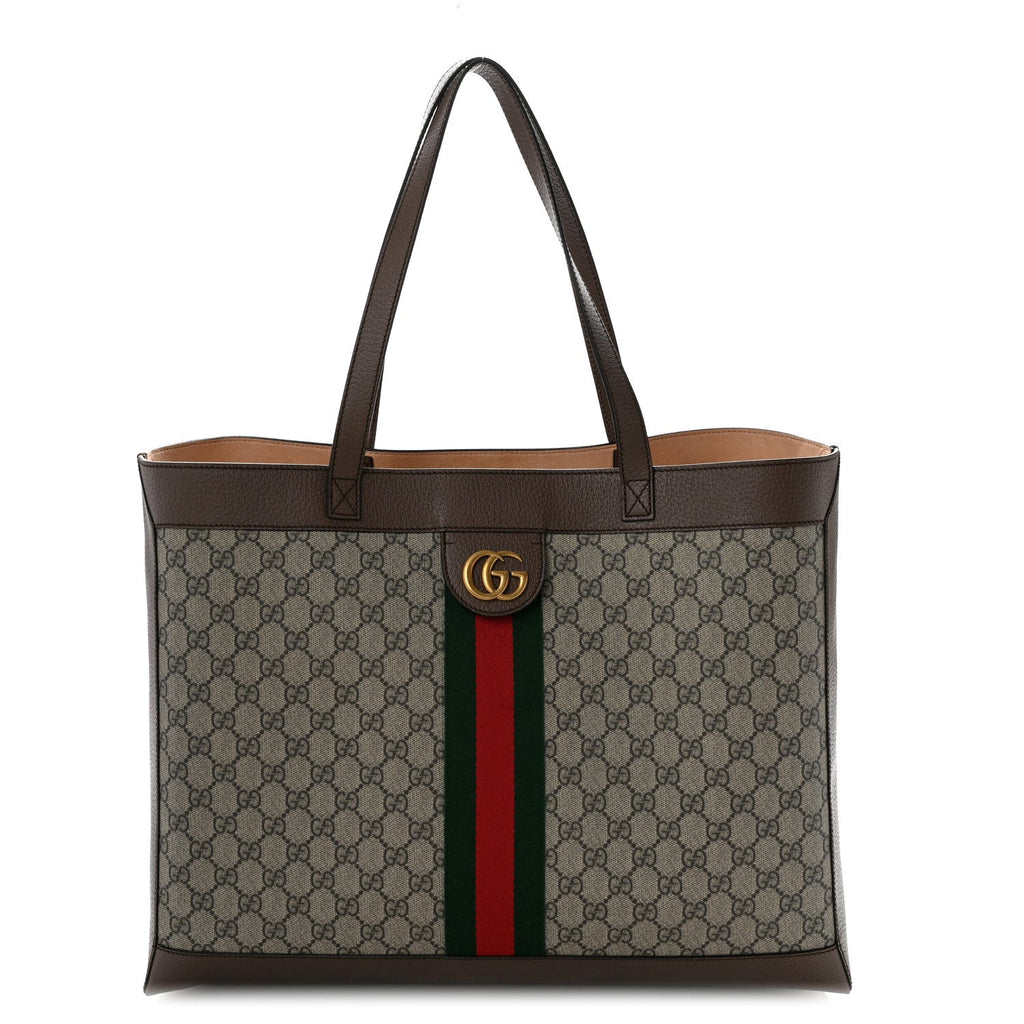 GG Supreme Monogram Web Ophidia Tote Brown