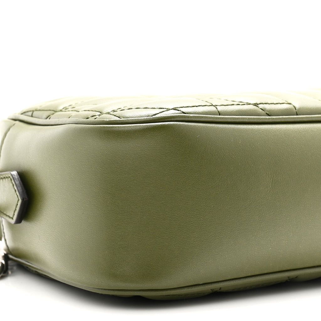 Calfskin Matelasse Aria Small GG Marmont Chain Shoulder Bag Military Wood