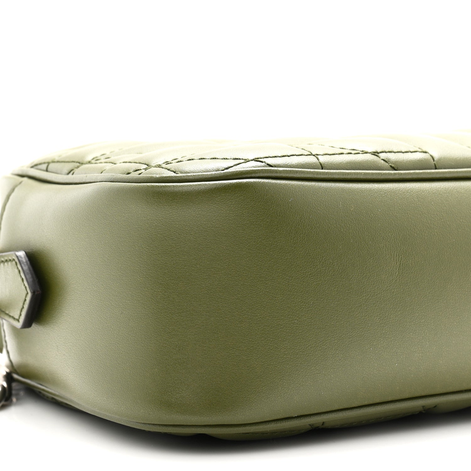 Calfskin Matelasse Aria Small GG Marmont Chain Shoulder Bag Military Wood