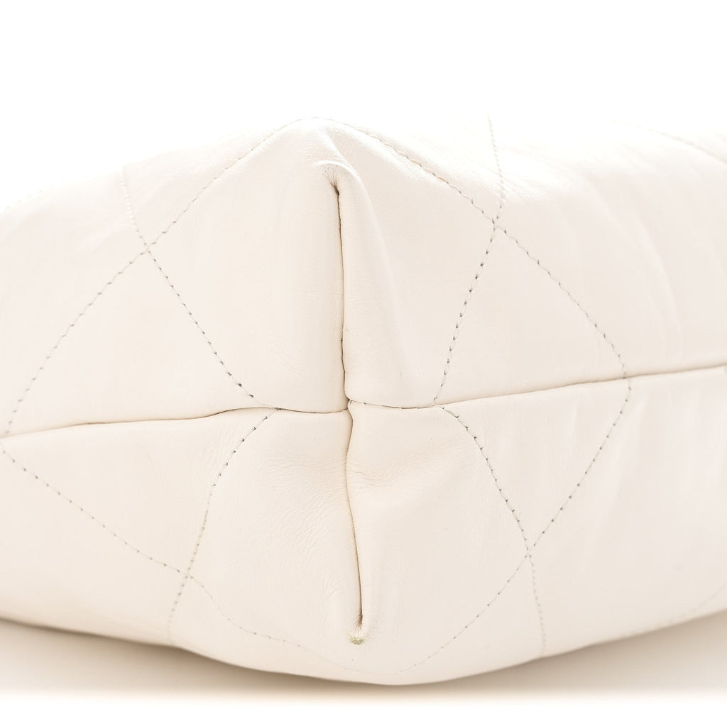 Shiny Calfskin Quilted Small Chanel 22 White