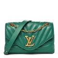 Calfskin New Wave Chain Bag MM NM Emerald