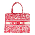 Canvas Embroidered Medium Dioriviera Toile De Jouy Book Tote Raspberry