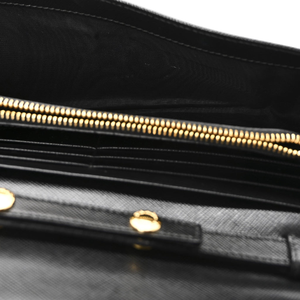 Saffiano Metal Oro Chain Wallet Black Black