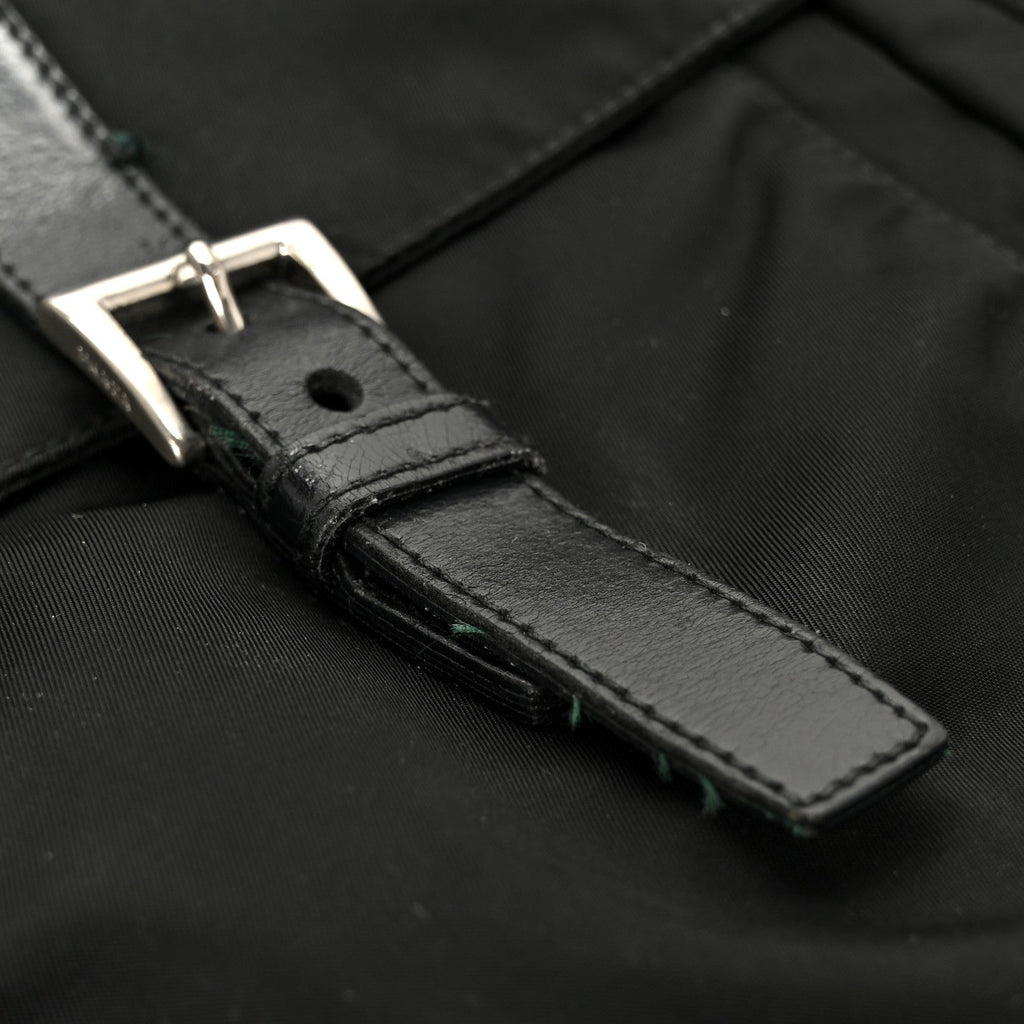 Tessuto Nylon Saffiano Double Buckle Messenger Shoulder Bag Black
