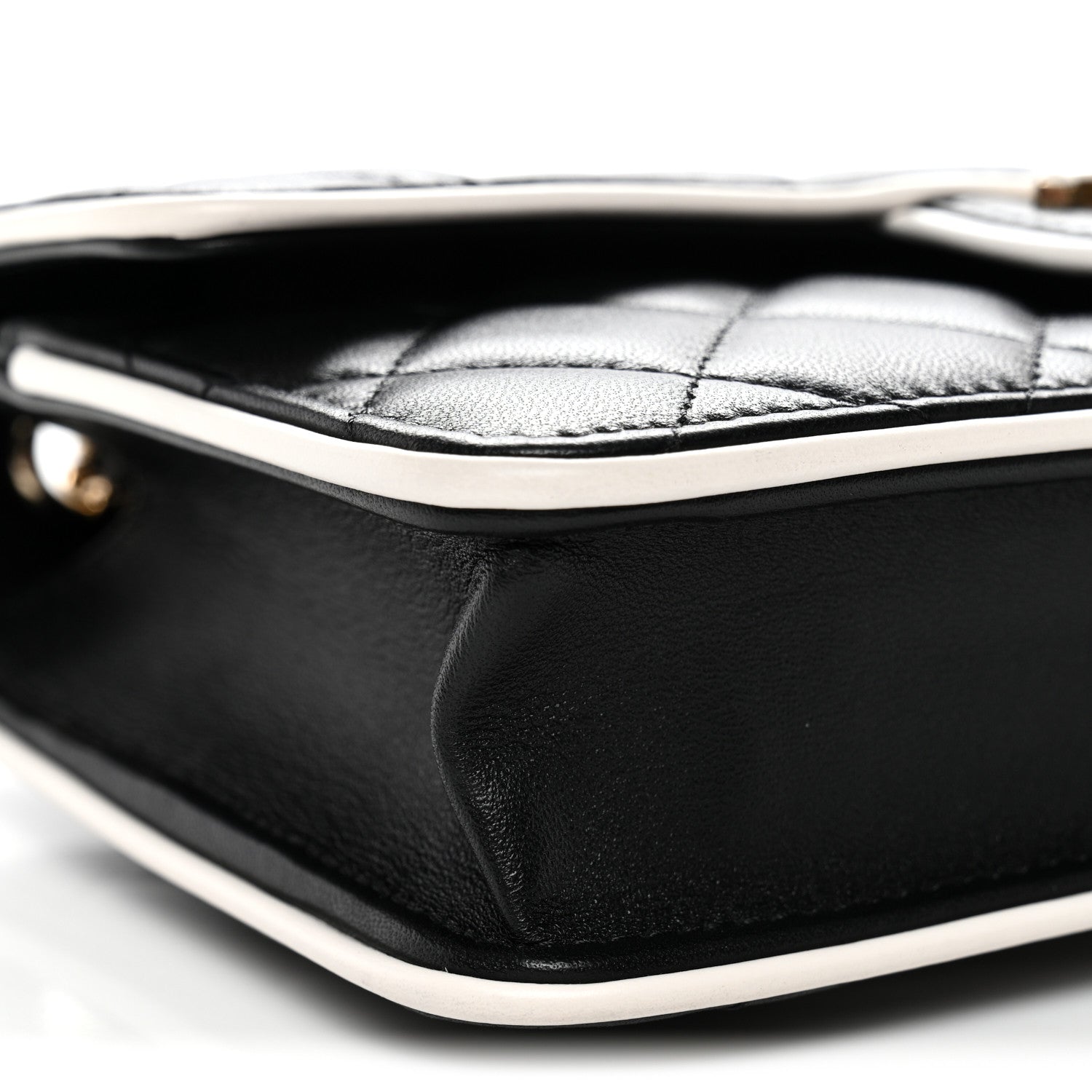 Lambskin Quilted Resin CC Mini Flap Bag Black White