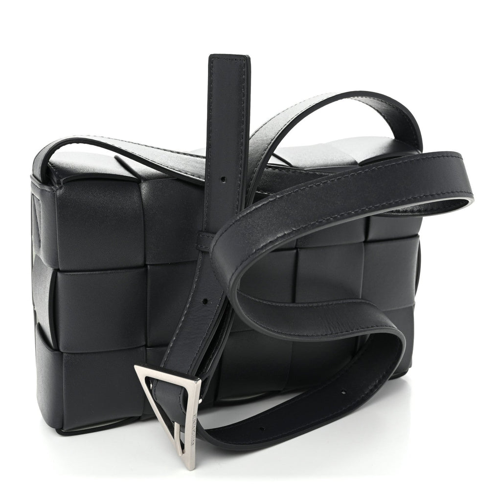 Lambskin Maxi Intreccio Small Cassette Crossbody Bag Ardoise Glacier
