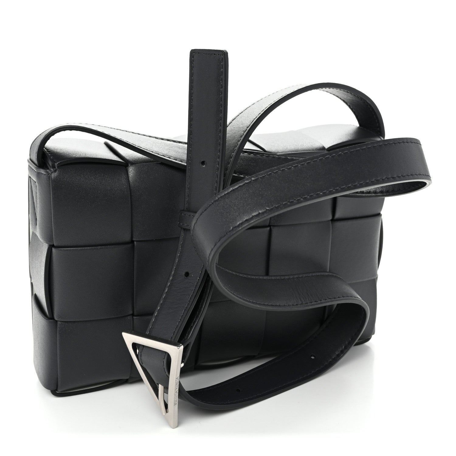 Lambskin Maxi Intreccio Small Cassette Crossbody Bag Ardoise Glacier