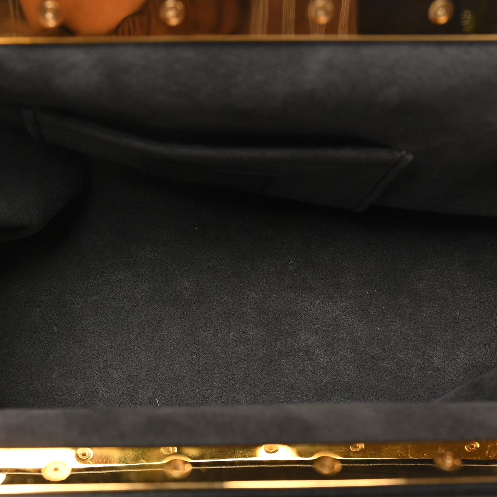 Calfskin Nanogram Embossed Clutch Black