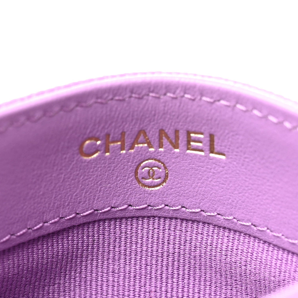 Caviar Quilted Card Holder Purple