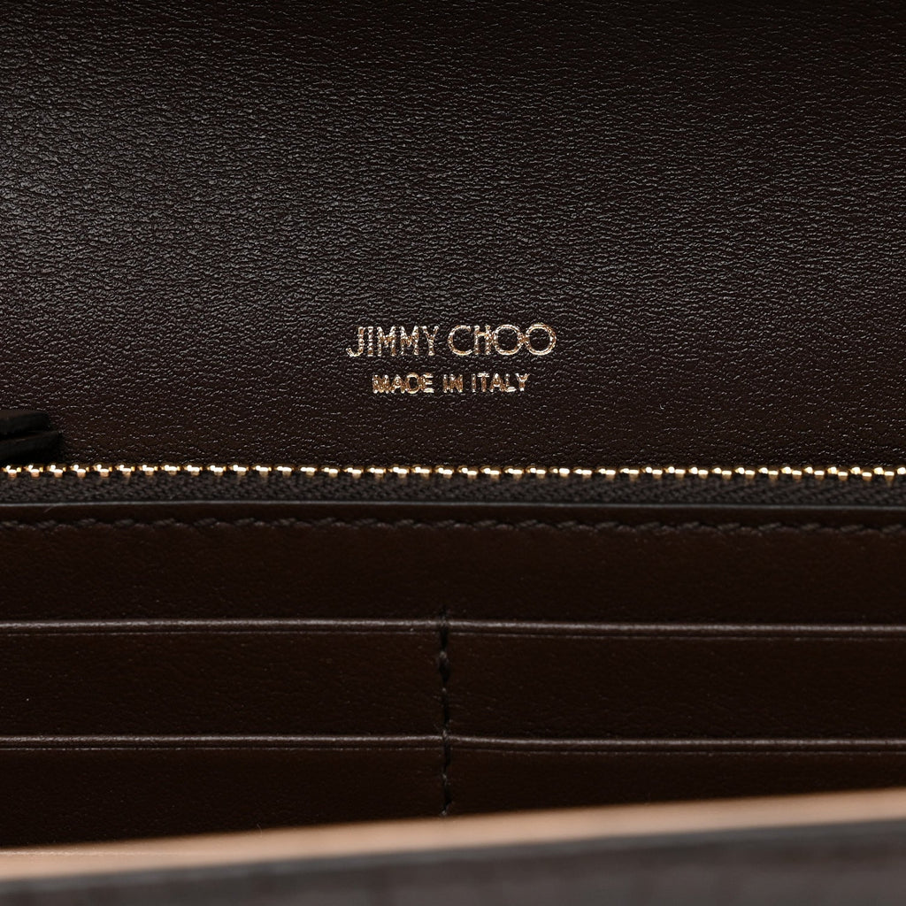 Calfskin Crocodile Embossed Emmie Clutch Bag Chocolate