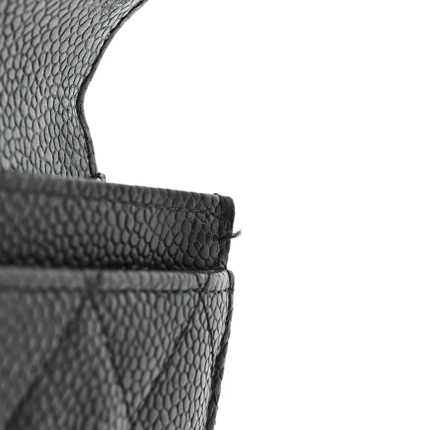Caviar Quilted Flap Card Holder Wallet Black