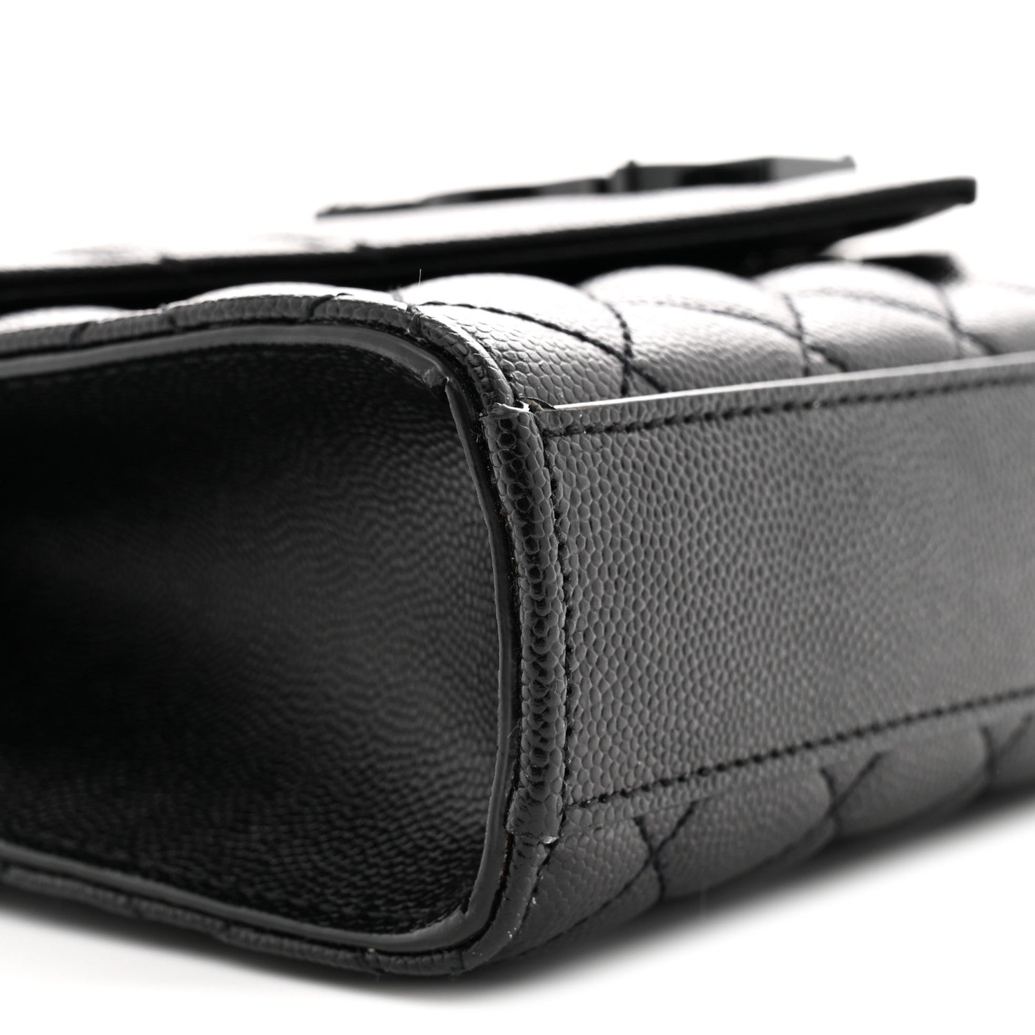 Grain De Poudre Textured Mixed Matelasse Triquilt Small Monogram Monochrome Satchel Black