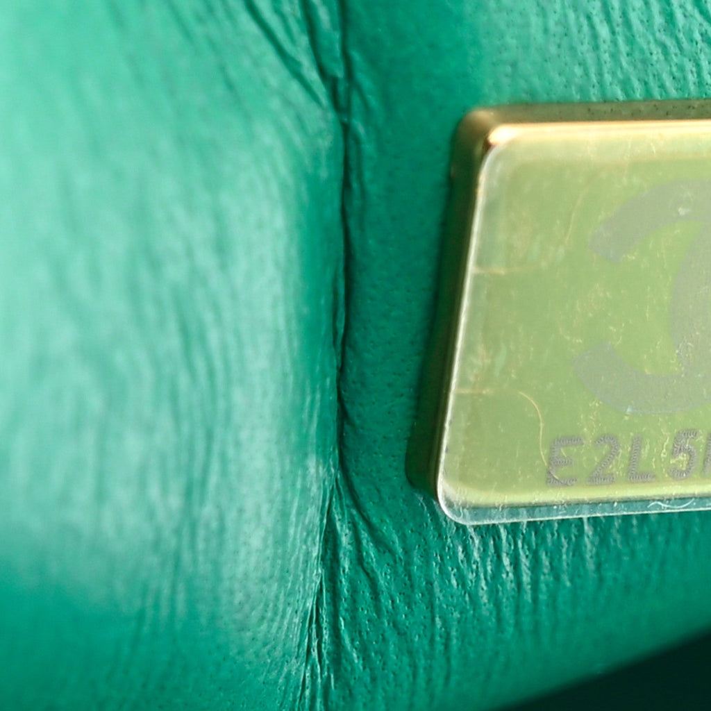 Iridescent Lambskin Quilted Mini Rectangular Flap Green