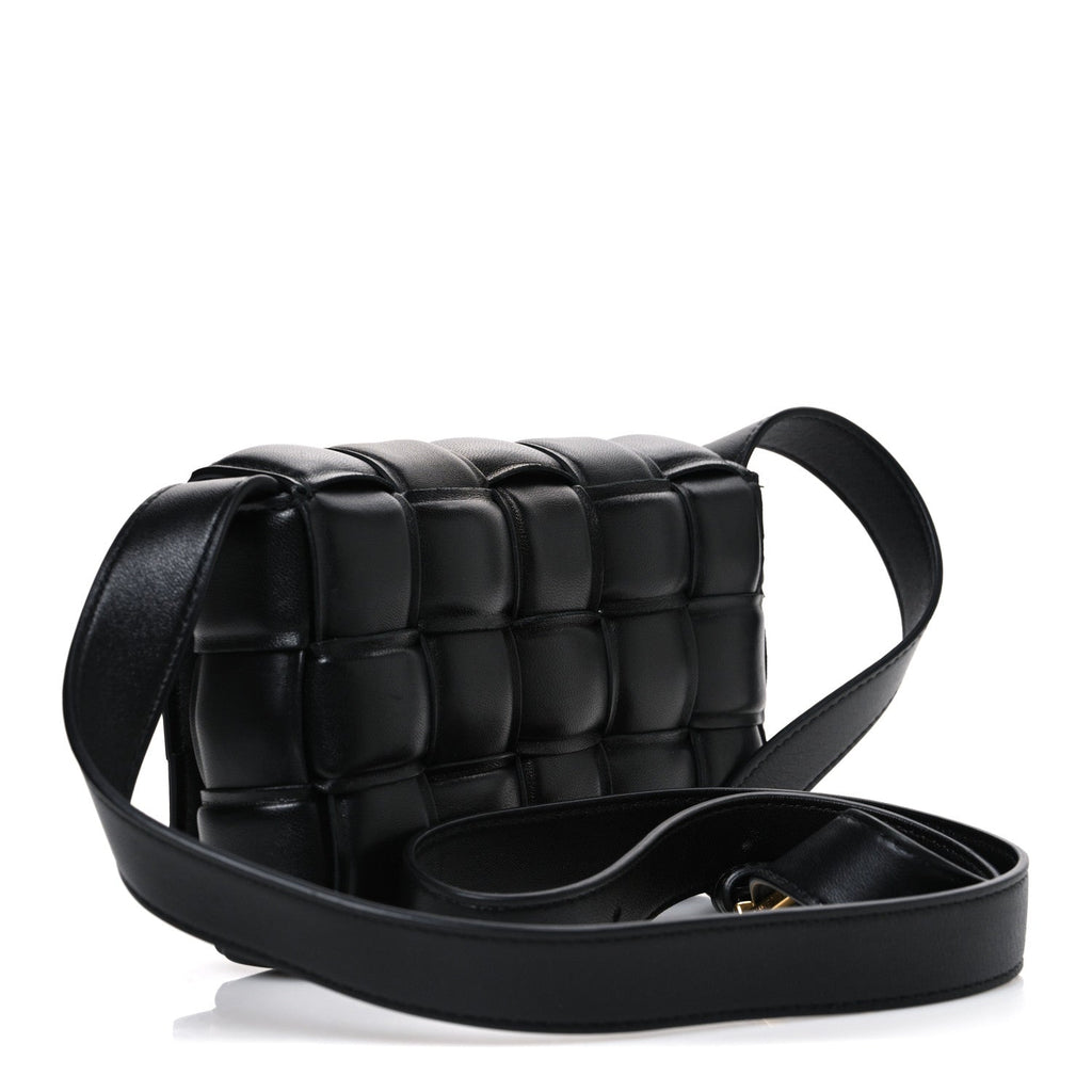 Nappa Maxi Intreccio Small Padded Cassette Crossbody Bag Black