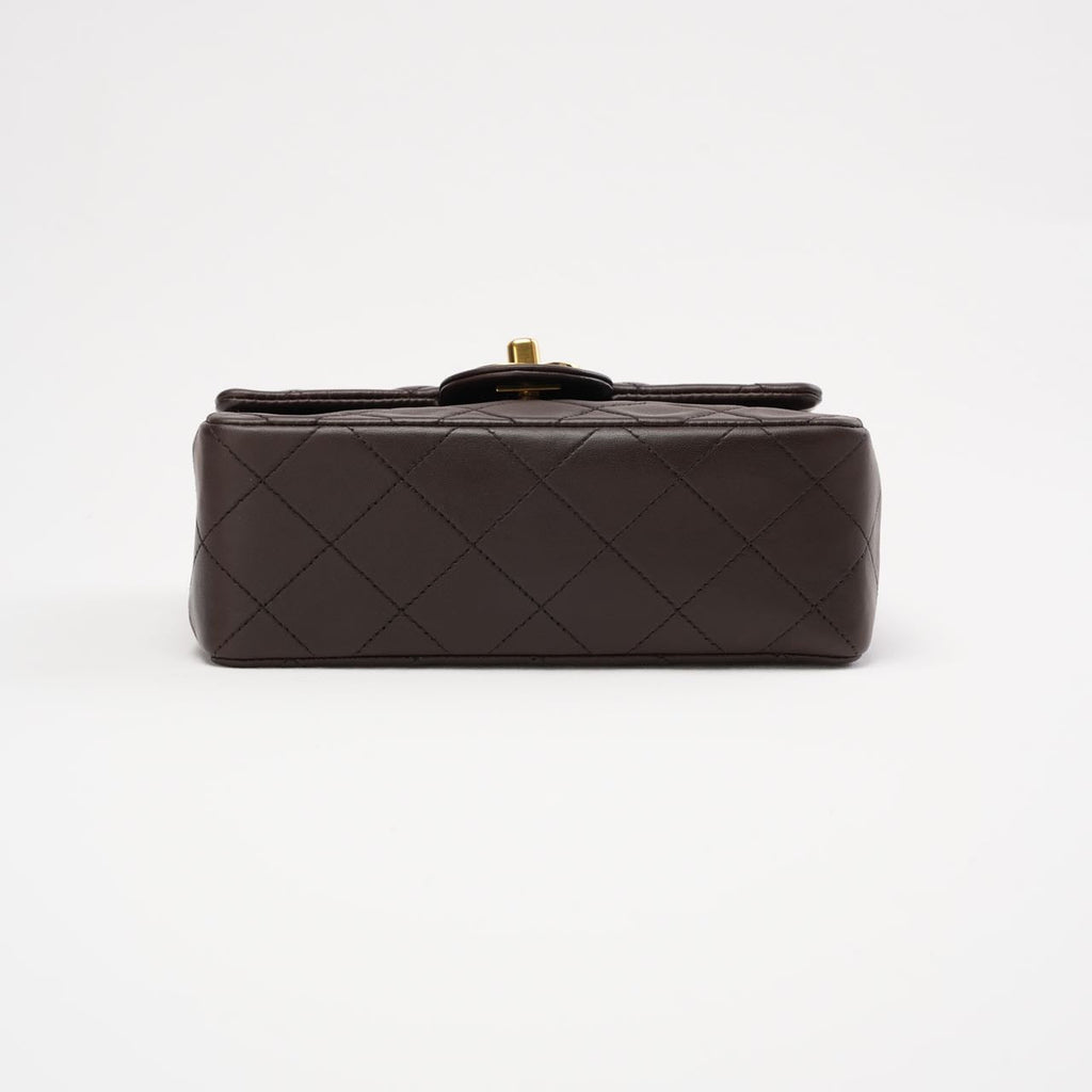 “Rare” Chanel Timeless Mini Square Flap Lamb Brown 1994