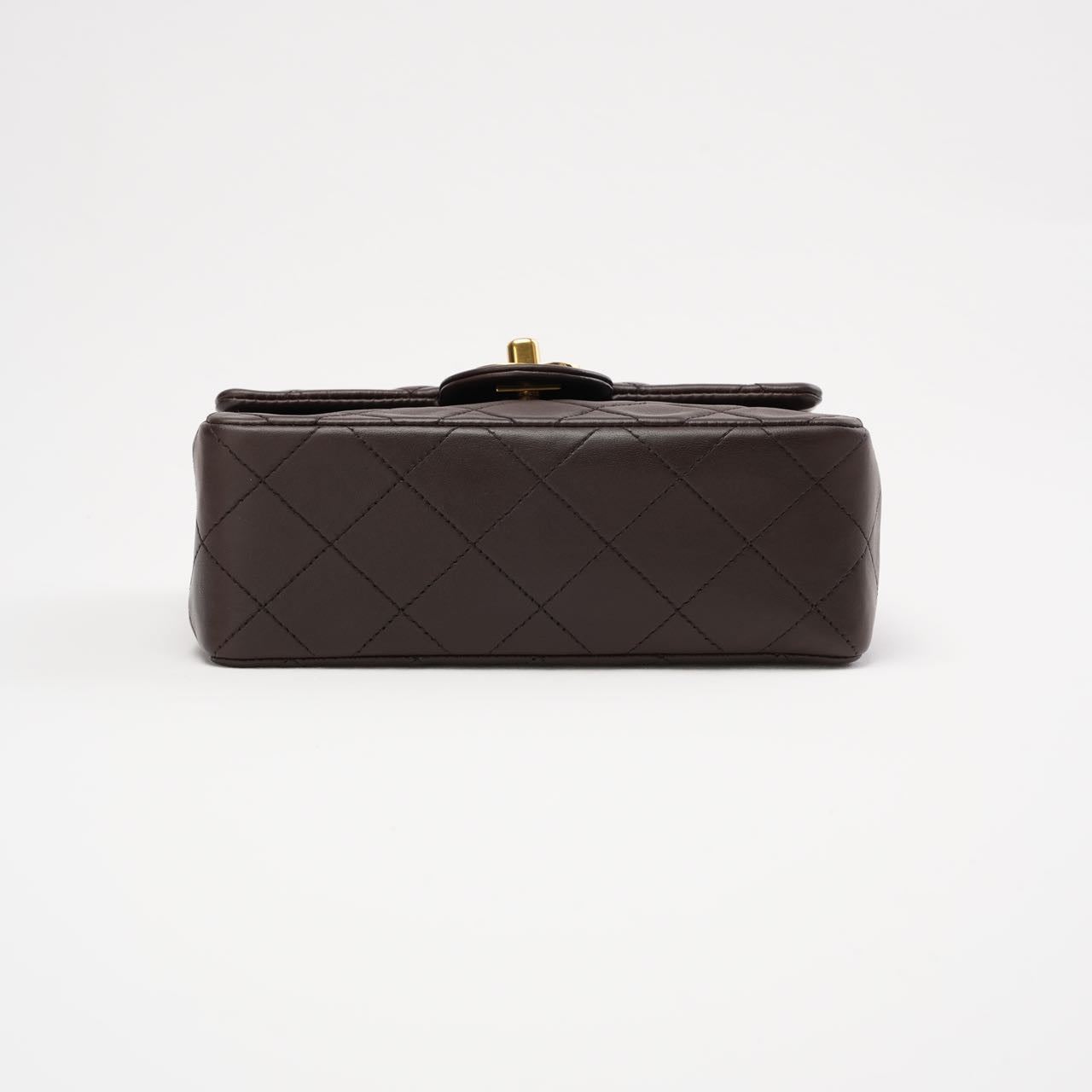 “Rare” Chanel Timeless Mini Square Flap Lamb Brown 1994