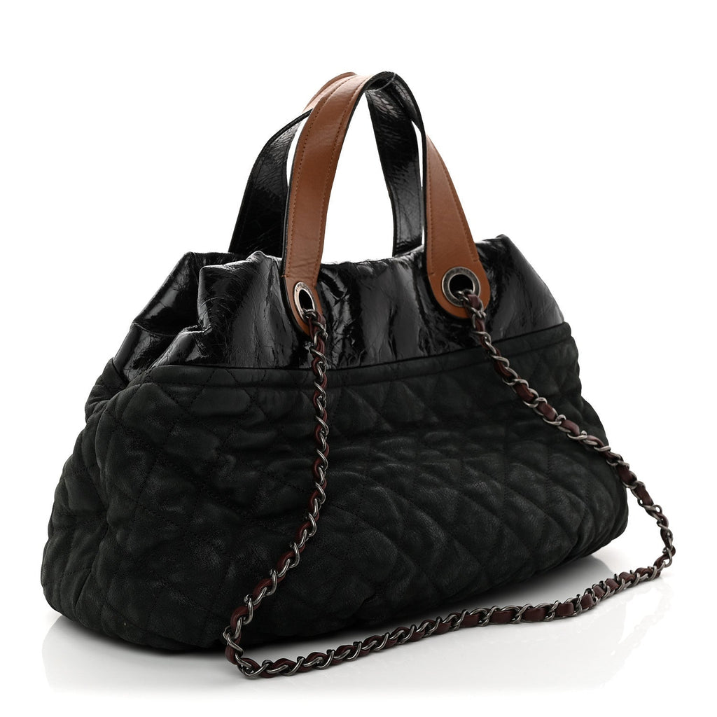 Iridescent Calfskin Small In The Mix Tote Dark Green