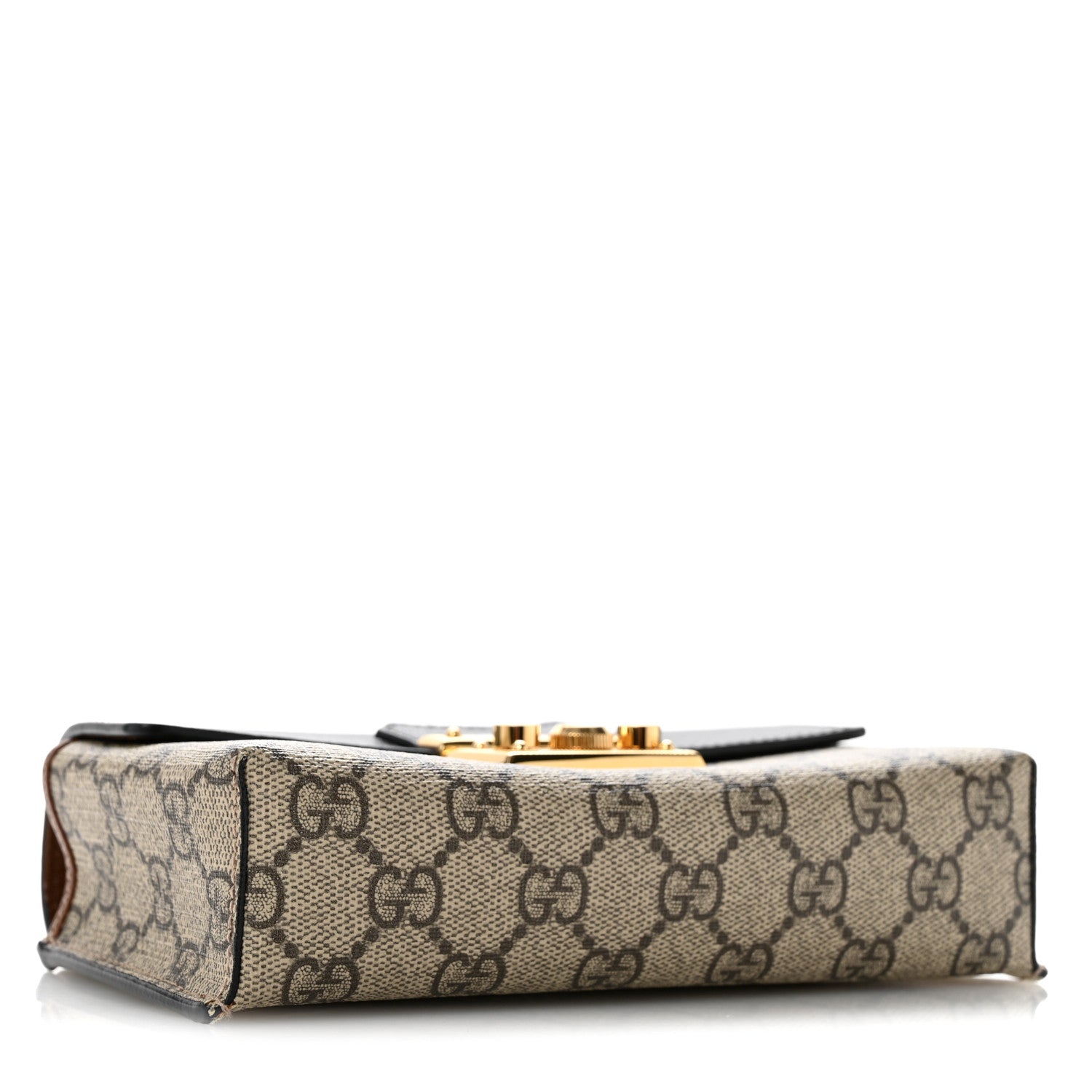 GG Supreme Monogram Calfskin Mini Padlock Top Handle Shoulder Bag Beige Black Cuir