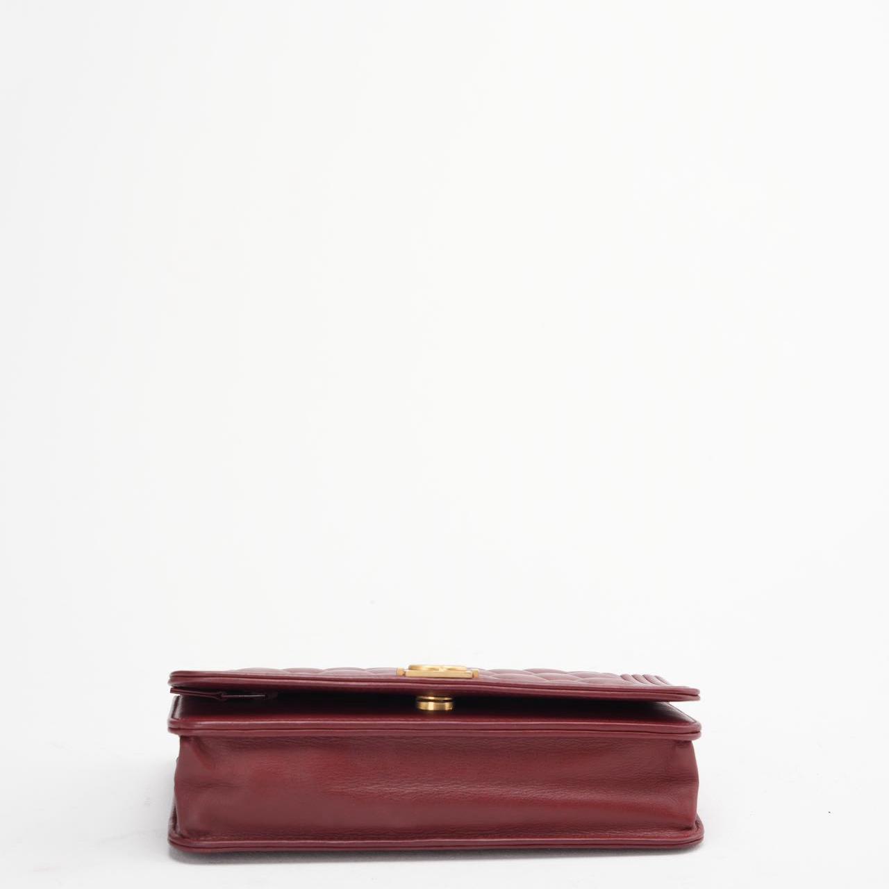 Chanel Burgundy Boy Wallet on Chain Bag Lambskin 2017
