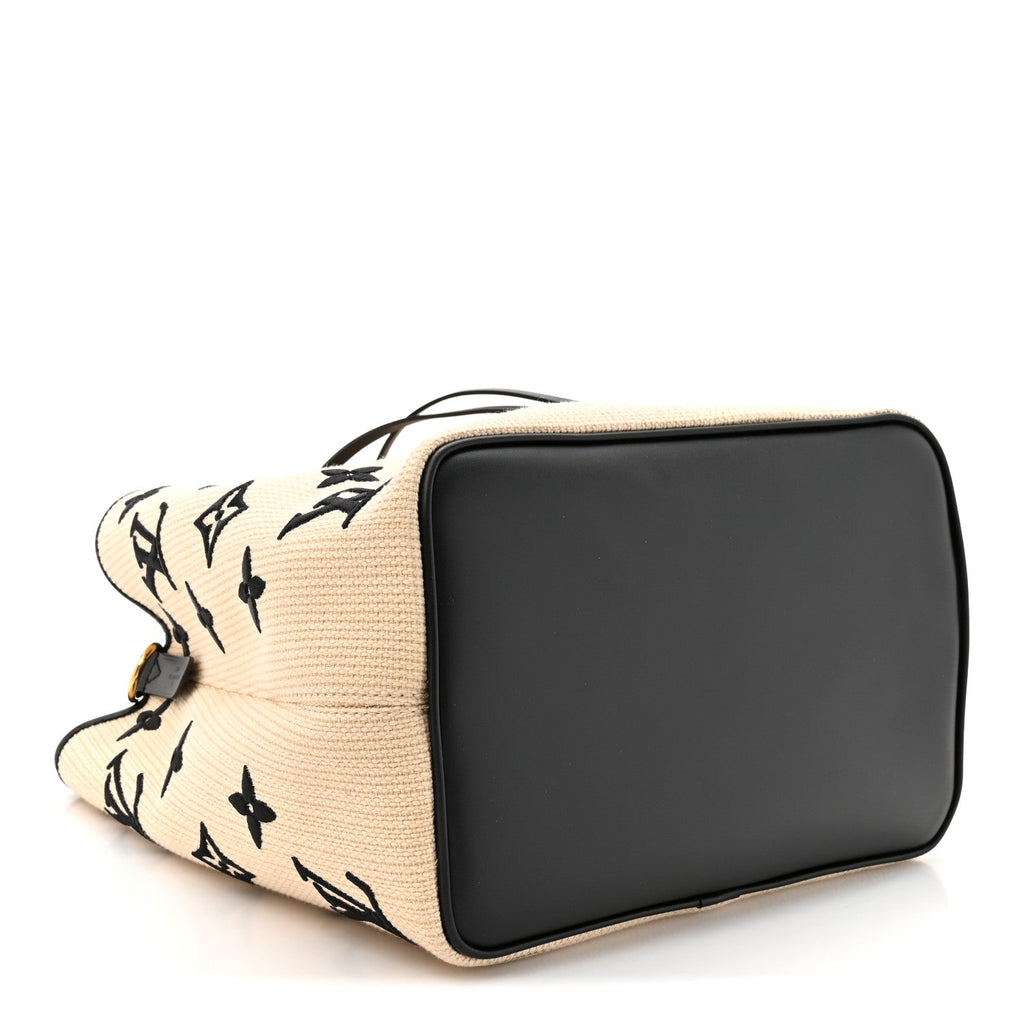 Cotton Monogram Embroidered Neonoe MM Beige Black